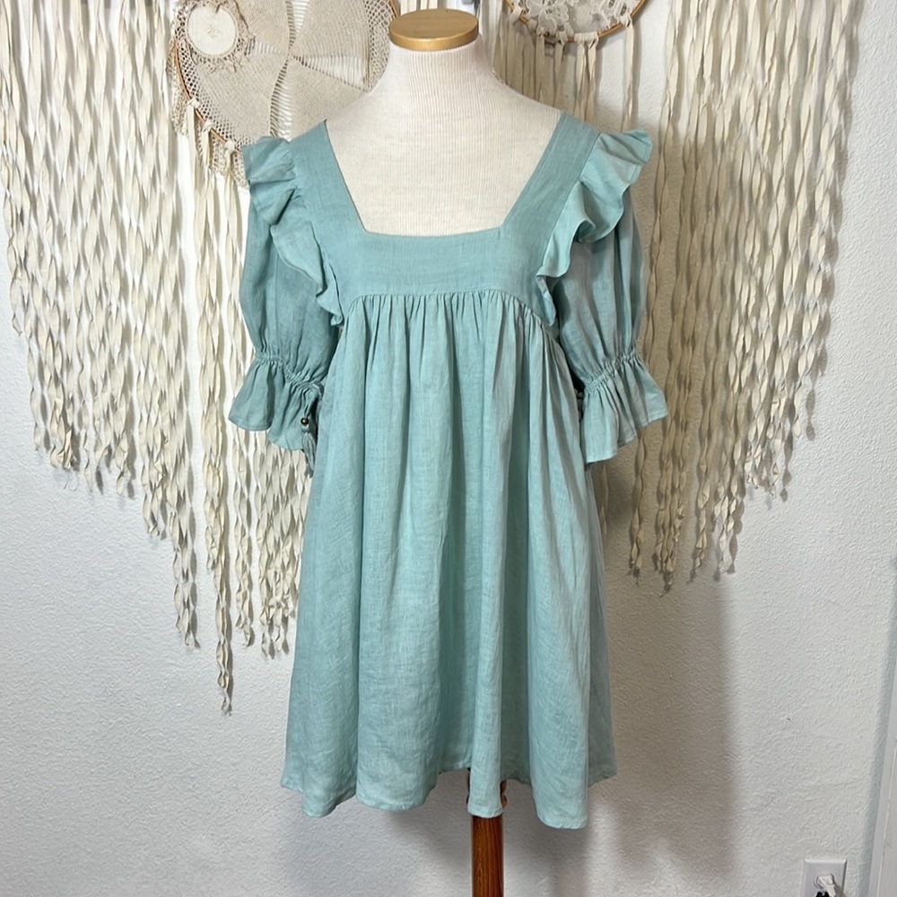 Spell Mint Green Ruffled Mini Dress - Picture 2 of 14
